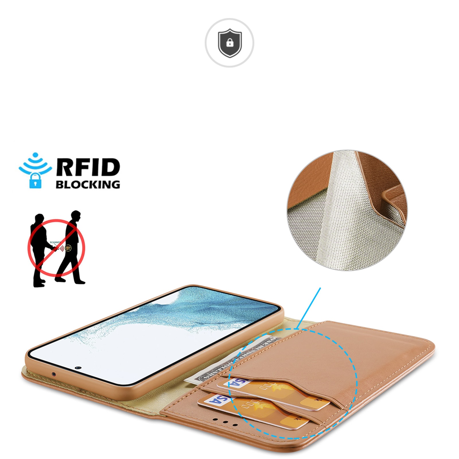 Dux Ducis Hivo fodral Samsung Galaxy S23+ flip cover plånbok stativ RFID blockering brun