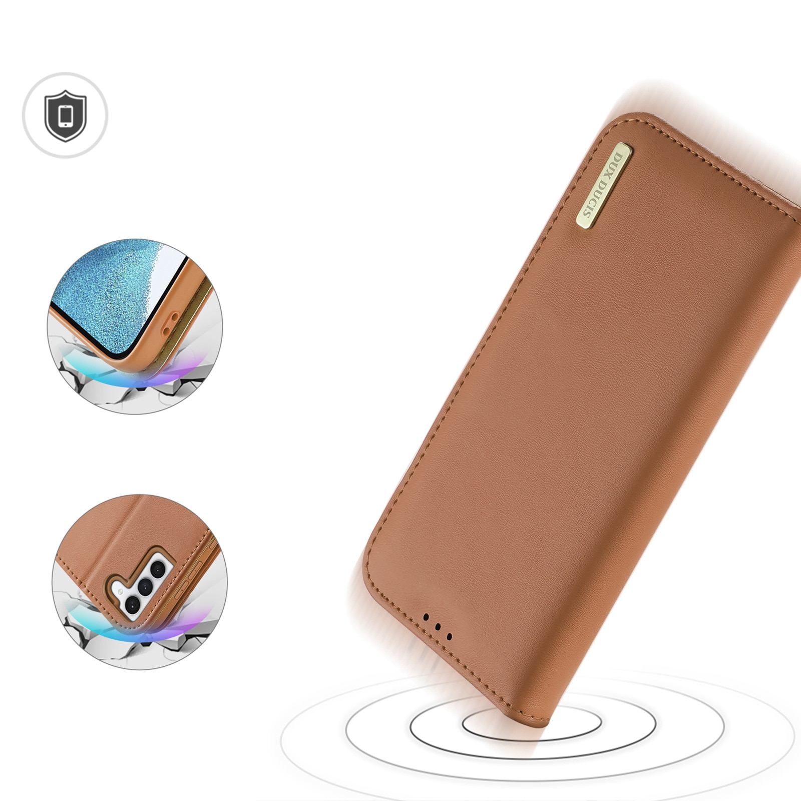 Dux Ducis Hivo fodral Samsung Galaxy S23+ flip cover plånbok stativ RFID blockering brun