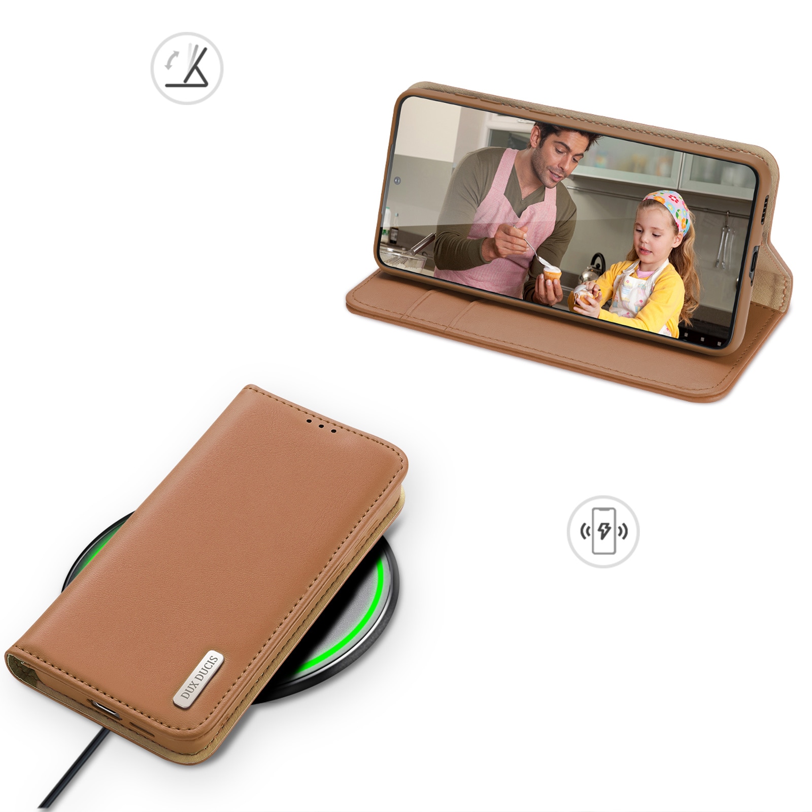 Dux Ducis Hivo fodral Samsung Galaxy S23+ flip cover plånbok stativ RFID blockering brun