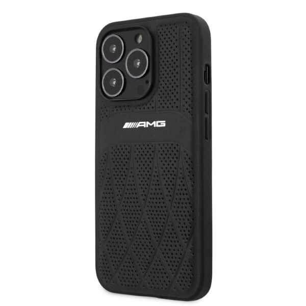 AMG AMHCP13LOSDBK iPhone 13 Pro / 13 6,1" svart/svart hårdväska Läder Böjda linjer