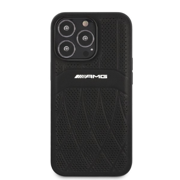 AMG AMHCP13LOSDBK iPhone 13 Pro / 13 6,1" svart/svart hårdväska Läder Böjda linjer