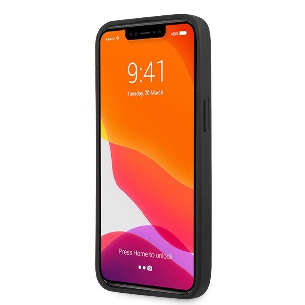AMG AMHCP13LOSDBK iPhone 13 Pro / 13 6,1" svart/svart hårdväska Läder Böjda linjer