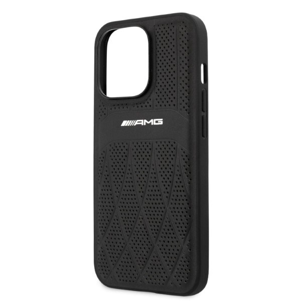 AMG AMHCP13LOSDBK iPhone 13 Pro / 13 6,1" svart/svart hårdväska Läder Böjda linjer