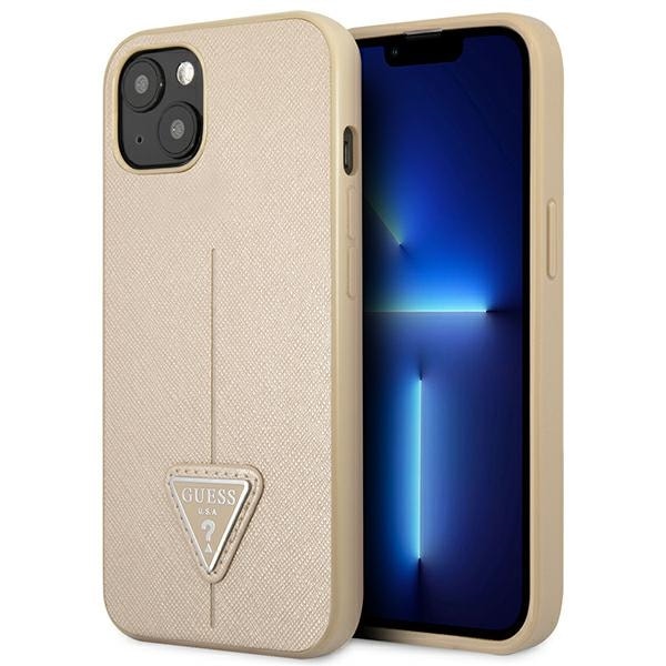 Guess GUHCP14MPSATLE iPhone 14 Plus 6,7" beige/beige hårda fodral SaffianoTriangle Logo
