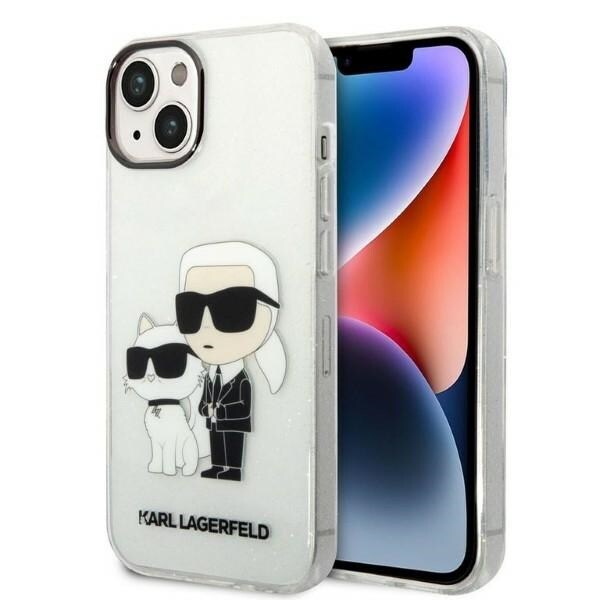 Karl Lagerfeld Glitter Karl&Choupette fodral för iPhone 14 Plus - transparent