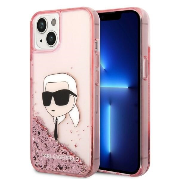 Karl Lagerfeld Glitter Karl's Head fodral för iPhone 14 Plus - rosa
