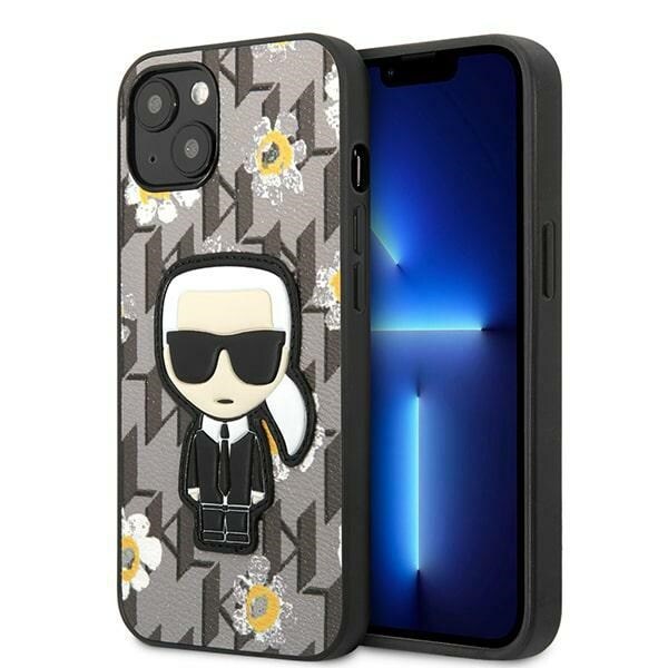 Karl Lagerfeld Flower Ikonik Karl fodral för iPhone 13 mini - grå