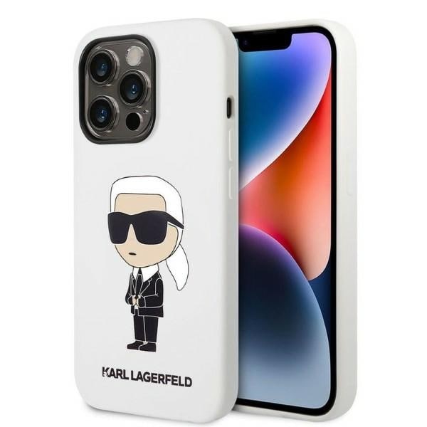 Karl Lagerfeld Ikonik-fodral i silikon för iPhone 14 Pro Max - vit