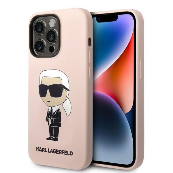 Karl Lagerfeld Silikon Ikonik MagSafe-fodral för iPhone 14 Pro Max - rosa