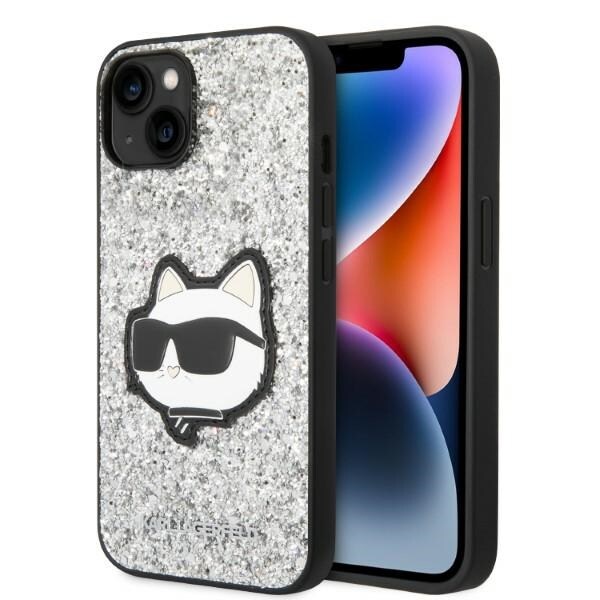Karl Lagerfeld KLHCP14MG2CPS iPhone 14 Plus 6.7" Silver Glitter Choupette Patch Case