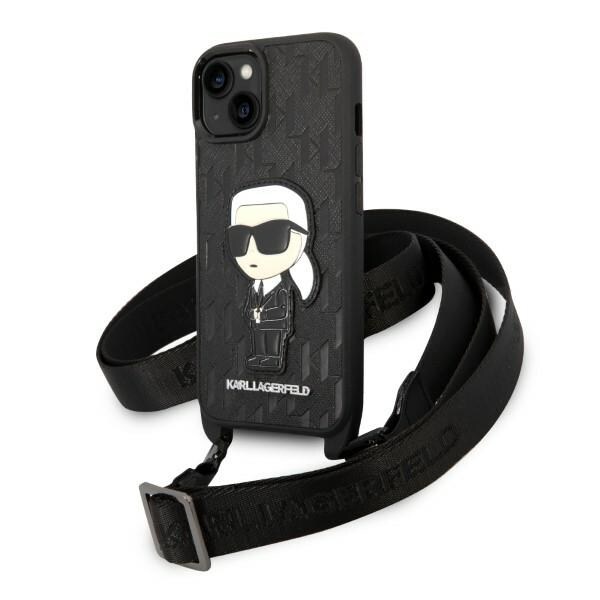 Karl Lagerfeld KLHCP14SSTKMK iPhone 14 6,1" svart/svart hård väska Monogram Ikonik Patch