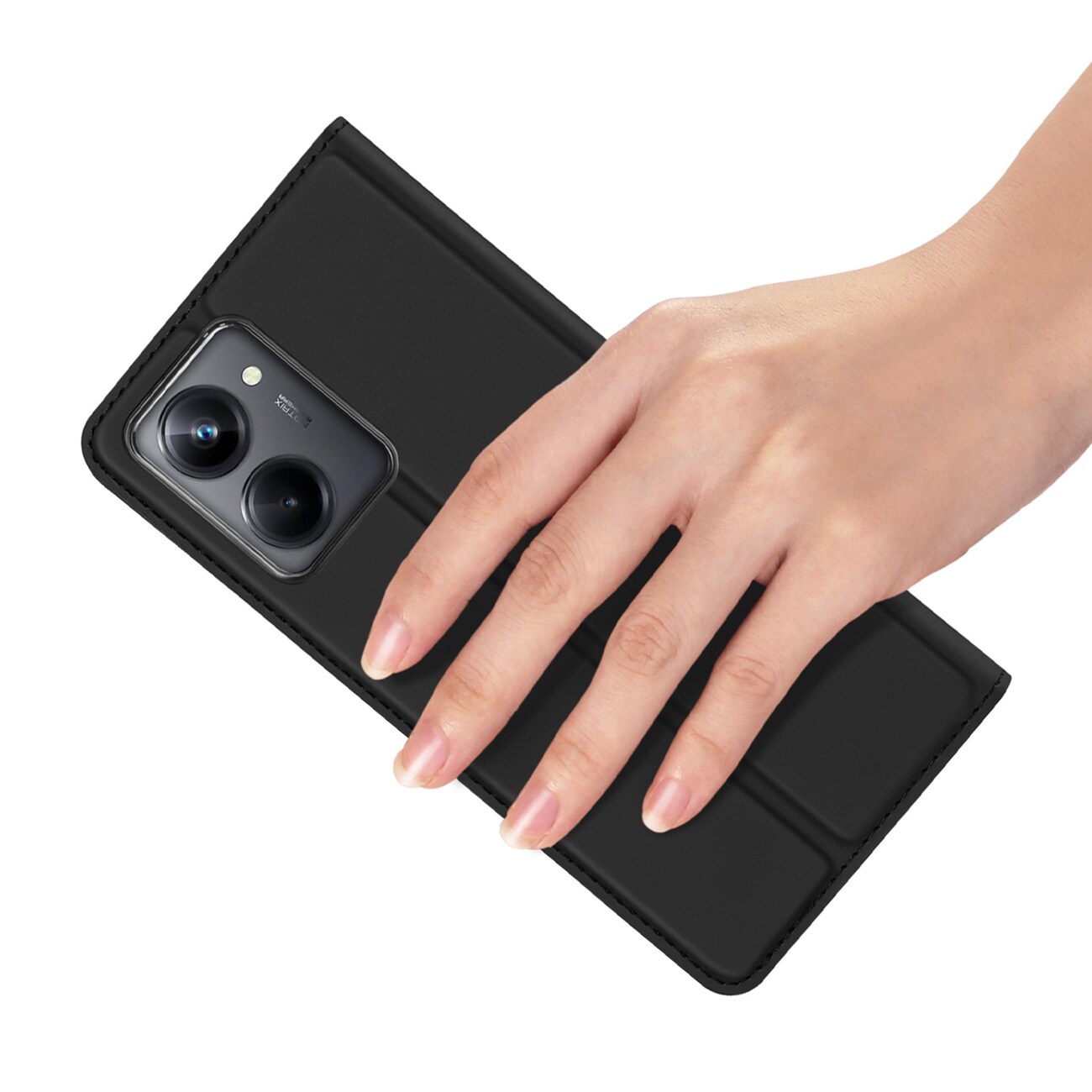 Dux Ducis Skin Pro-etui til Realme 10 Pro Flip Card Wallet Stand Sort