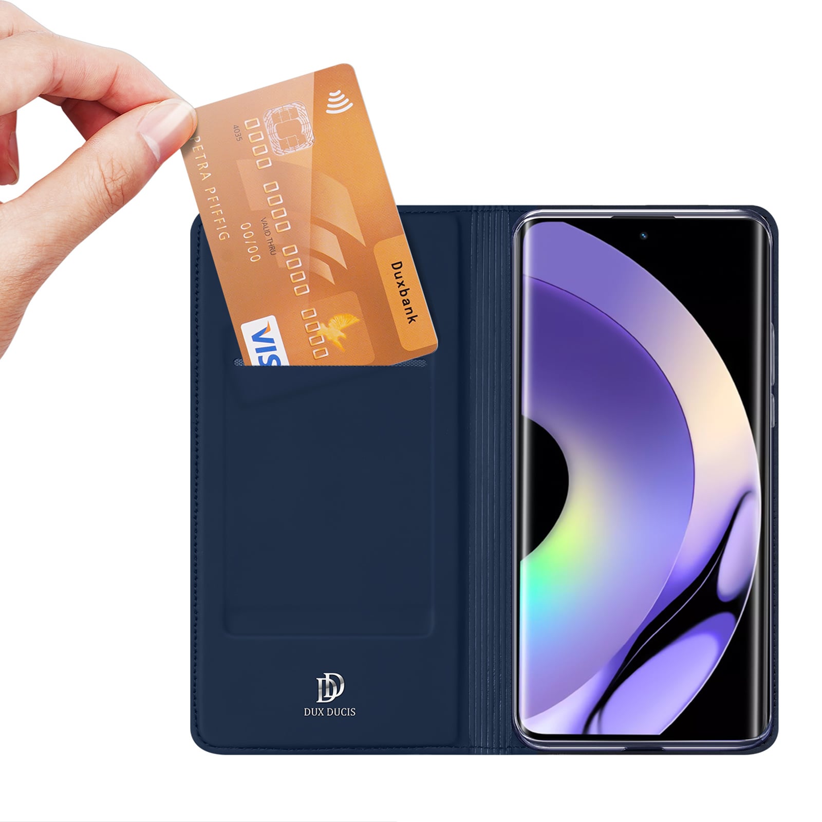 Dux Ducis Skin Pro-etui til Realme 10 Pro+ flip cover kort tegnebog stativ blå
