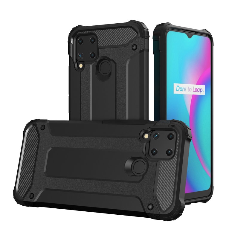 Hybridpansarfodral för Realme 10 5G / Realme 9i 5G pansarförsett hybridfodral svart