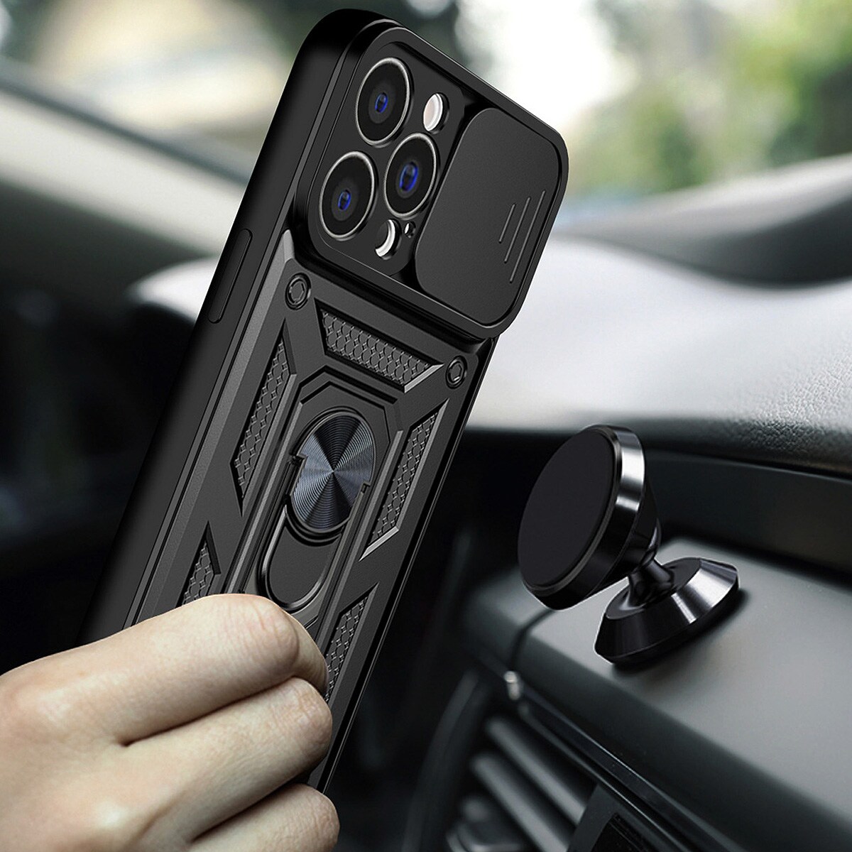 Hybrid Armor Camshield-fodral för Motorola Moto G62 5G pansarfodral med kameraskydd svart
