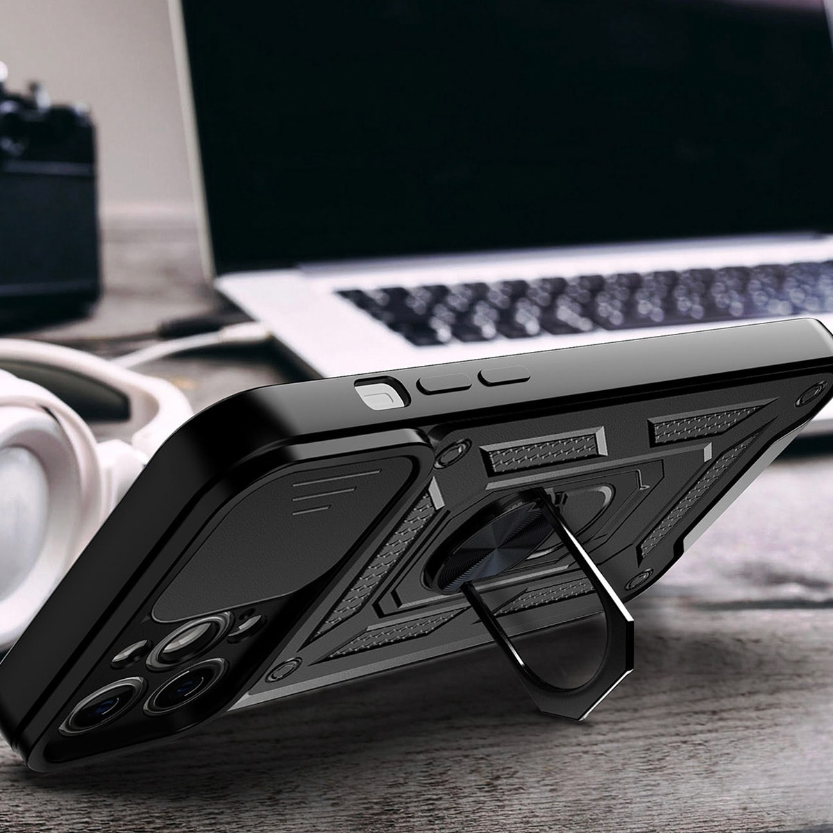Hybrid Armor Camshield-fodral för Motorola Moto G62 5G pansarfodral med kameraskydd svart