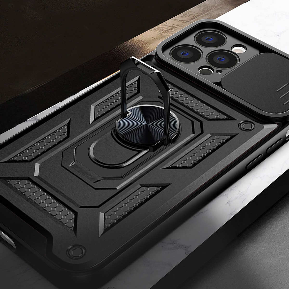 Hybrid Armor Camshield-fodral för Motorola Moto G62 5G pansarfodral med kameraskydd svart