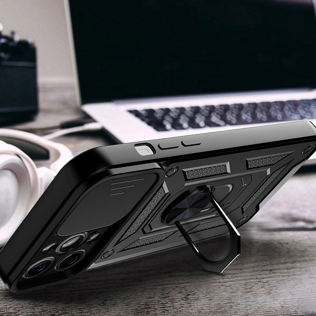 Hybrid Armor Camshield-fodral för Realme 10 Pro pansarfodral med kameraskydd svart