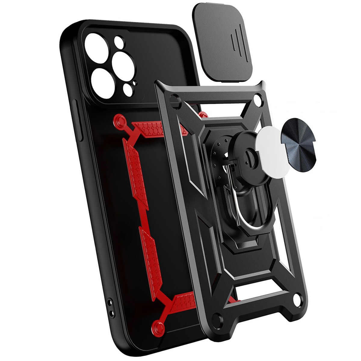Hybrid Armor Camshield-fodral för Realme 10 Pro pansarfodral med kameraskydd svart