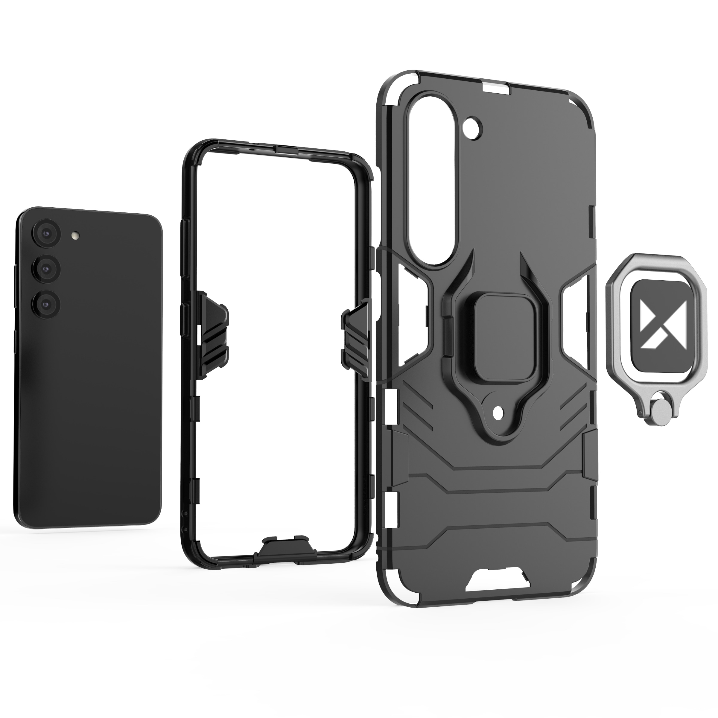 Wozinsky Ring Armor fodral för Samsung Galaxy S23 pansarskydd magnetisk hållare ring svart
