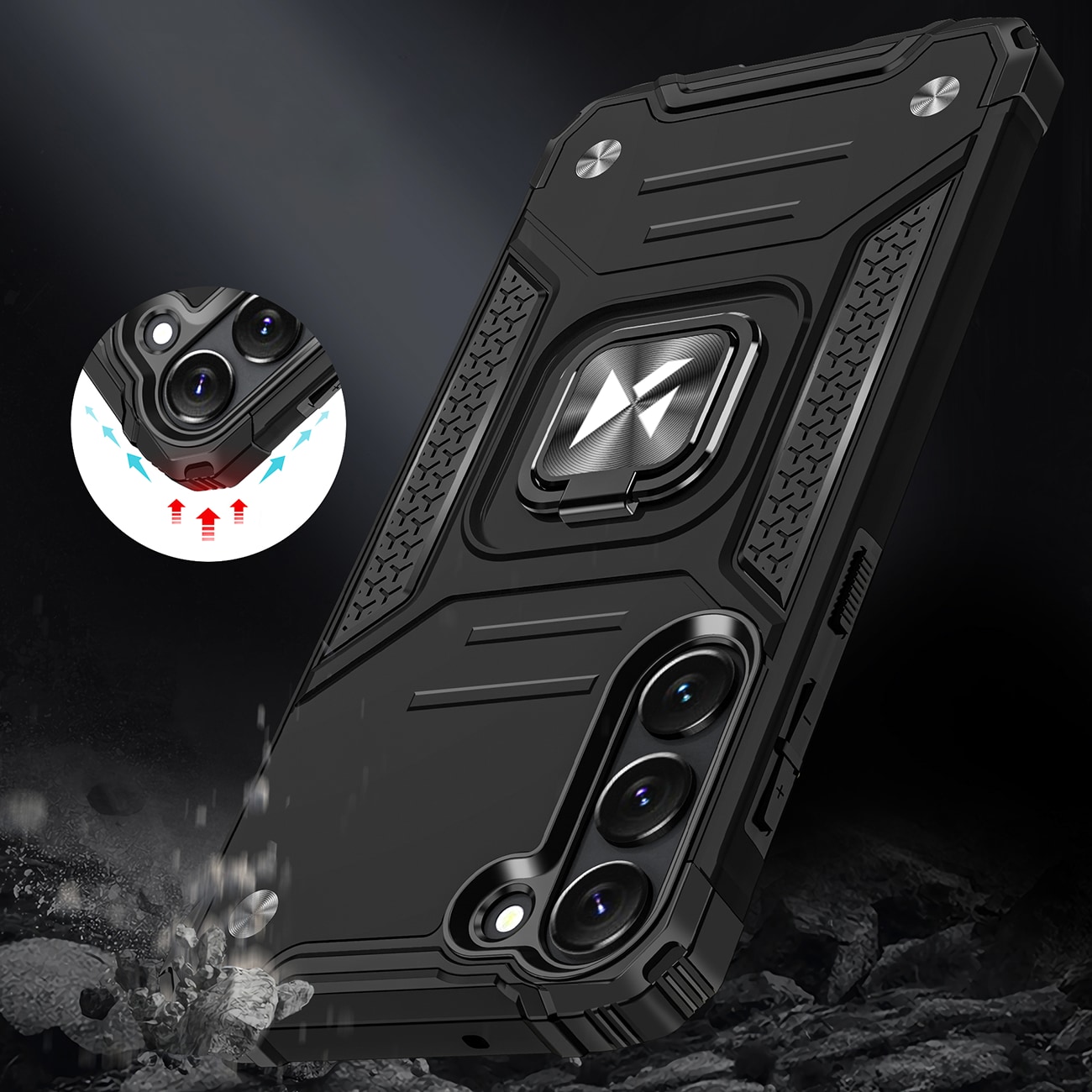 Wozinsky Ring Armor fodral för Samsung Galaxy S23 pansarskydd magnetisk hållare ring svart