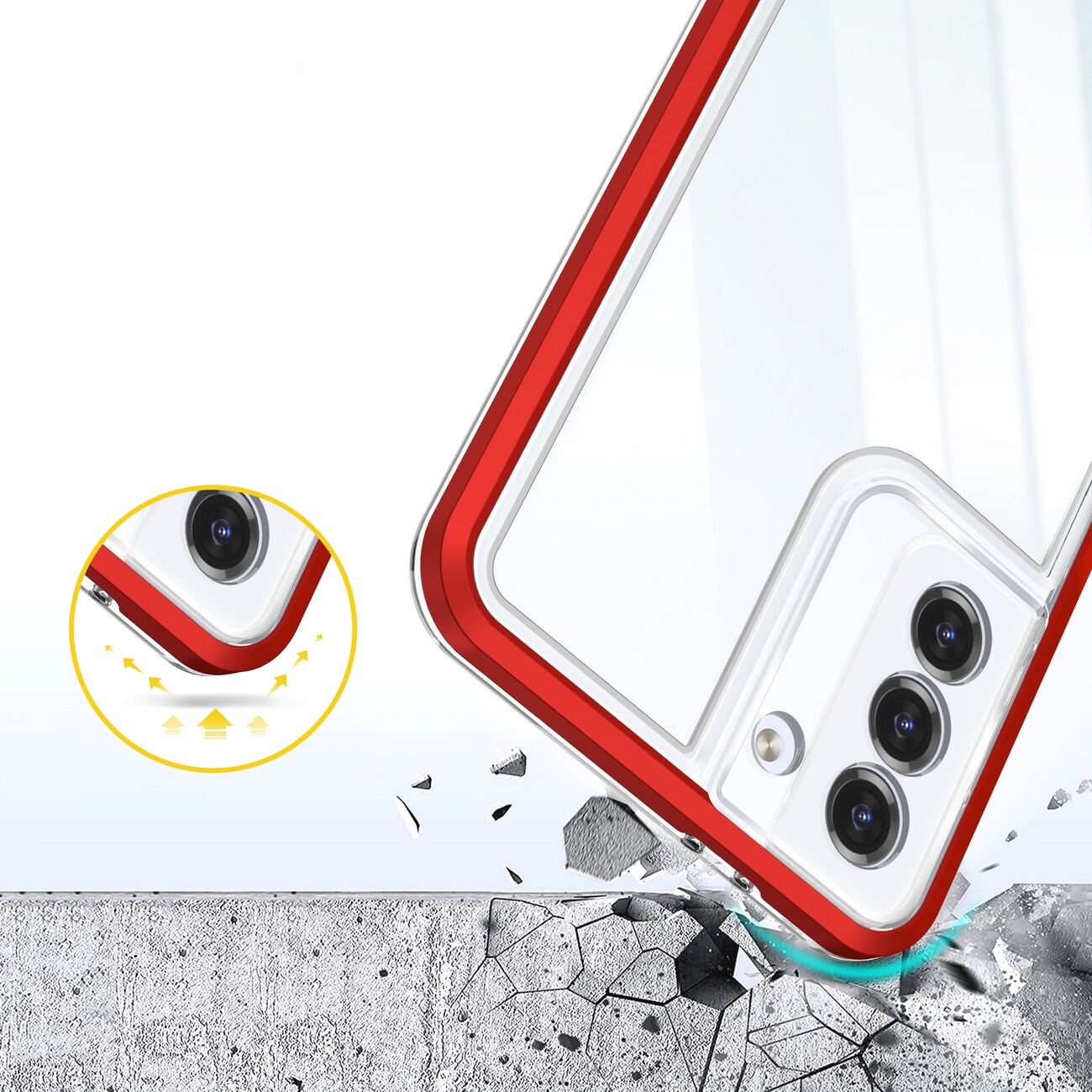 Klar 3-i-1 taske til Samsung Galaxy S23+ silikone cover med ramme rød