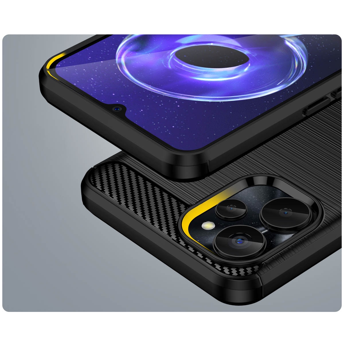 Carbon-etui til Realme 10 5G / Realme 9i 5G Fleksibel silikone Carbon Cover Sort