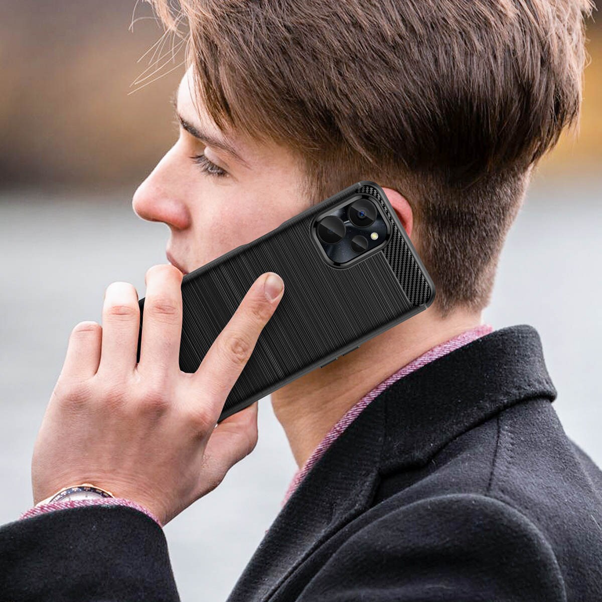 Carbon-etui til Realme 10 5G / Realme 9i 5G Fleksibel silikone Carbon Cover Sort