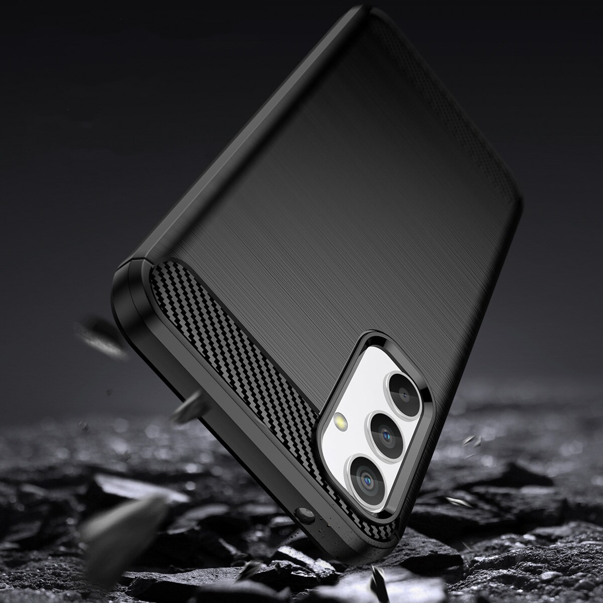 Carbon Case etui til Realme 10 Pro fleksibelt silikone carbon cover sort