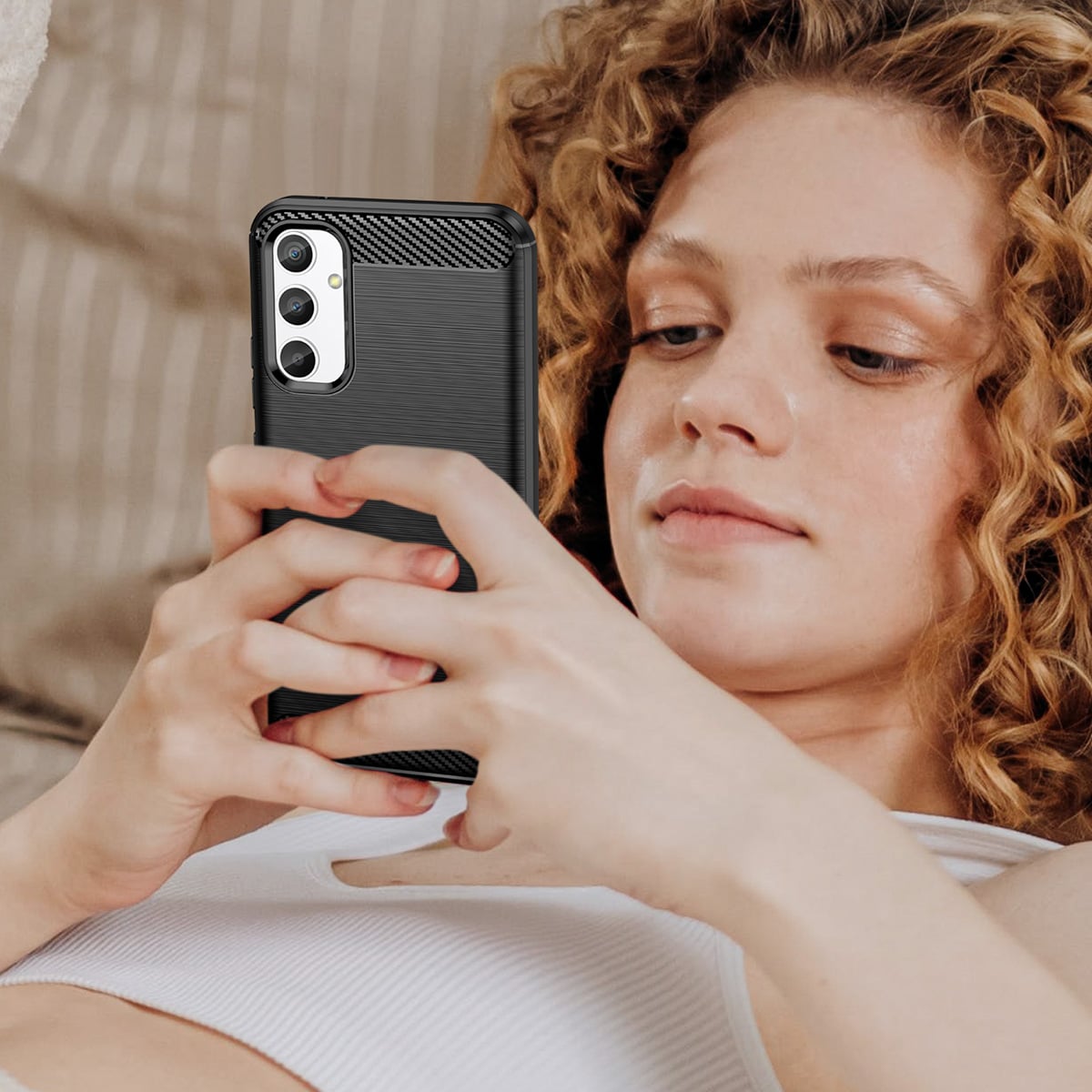 Carbon Case etui til Realme 10 Pro fleksibelt silikone carbon cover sort
