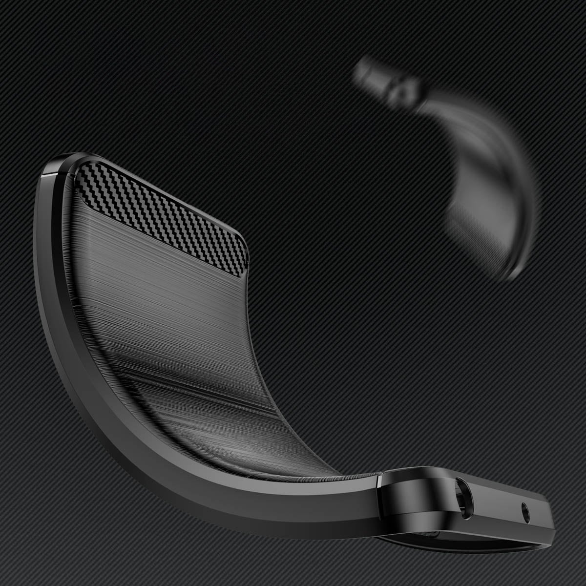 Carbon Case etui til Realme 10 Pro+ fleksibelt silikone carbon cover sort