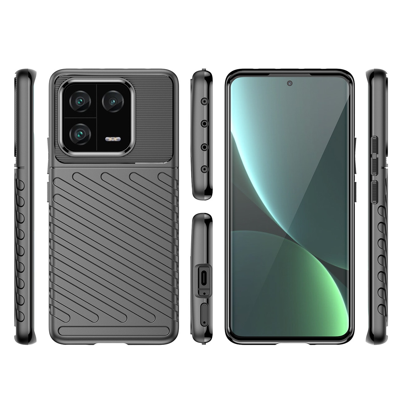 Thunder Case-etui til Xiaomi 13 Pro silikonepanseretui sort