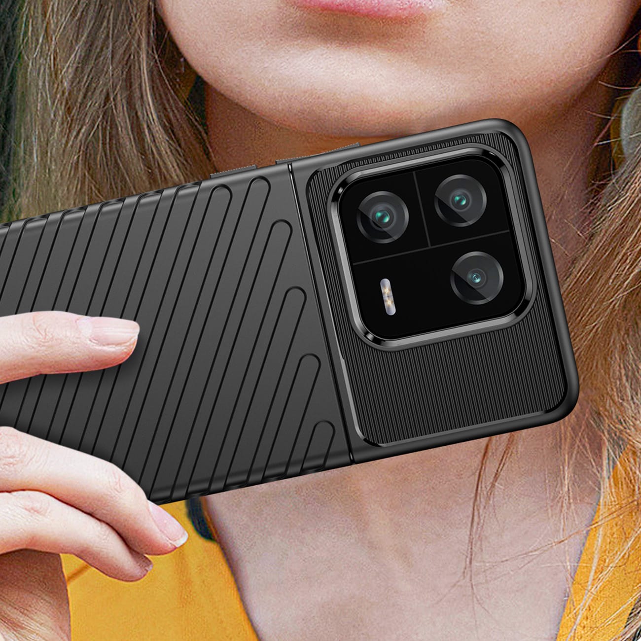 Thunder Case-etui til Xiaomi 13 Pro silikonepanseretui sort
