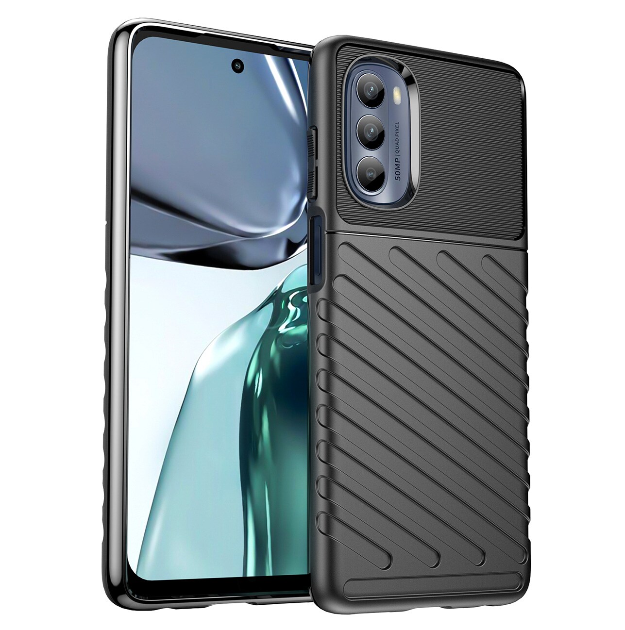 Thunder Case för Motorola Moto G62 5G silikonskyddande fodral svart