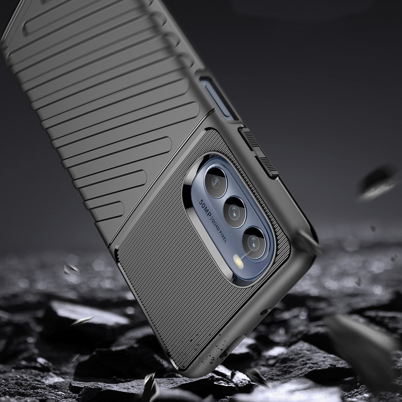 Thunder Case för Motorola Moto G62 5G silikonskyddande fodral svart
