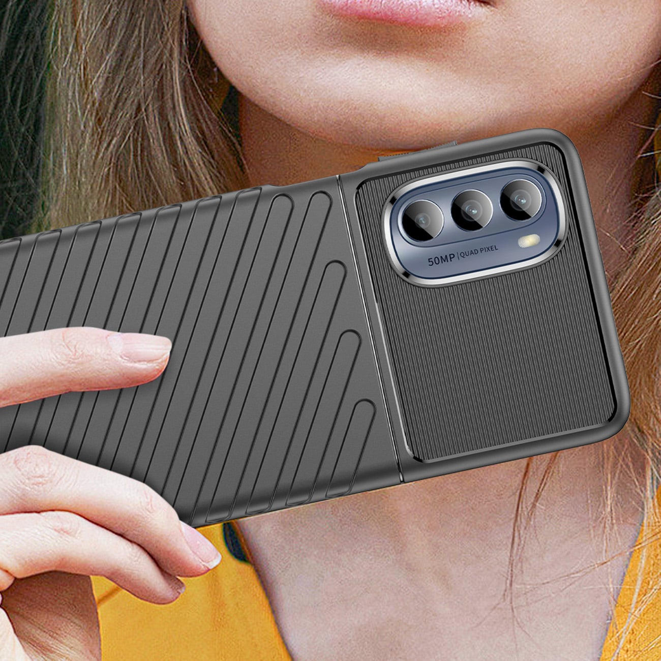Thunder Case för Motorola Moto G62 5G silikonskyddande fodral svart