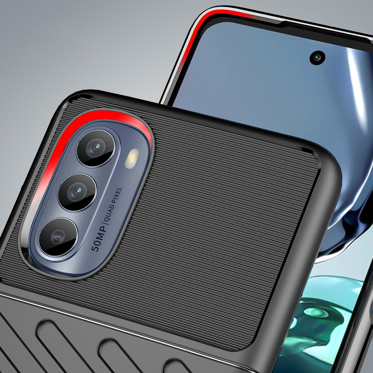 Thunder Case för Motorola Moto G62 5G silikonskyddande fodral svart