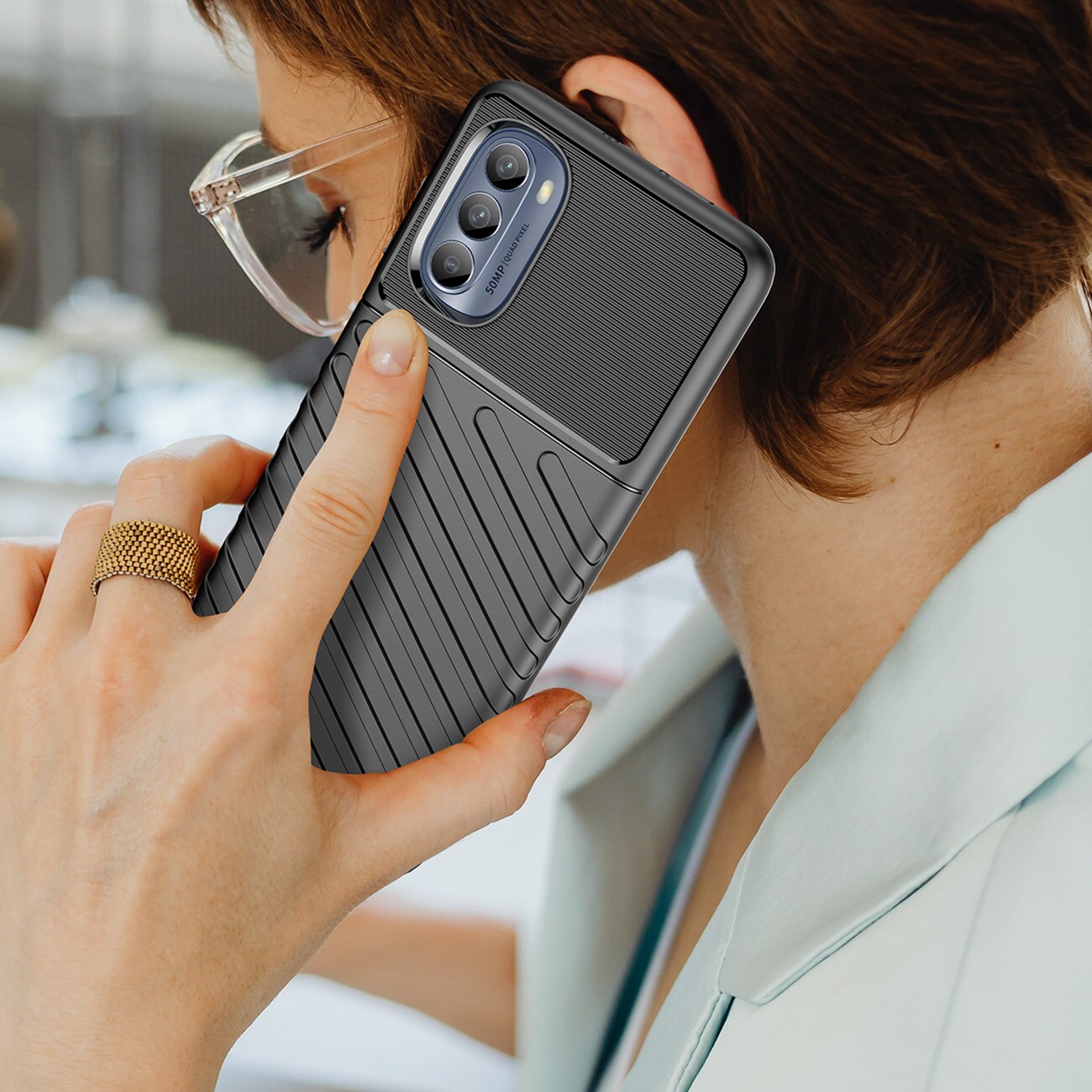 Thunder Case för Motorola Moto G62 5G silikonskyddande fodral svart