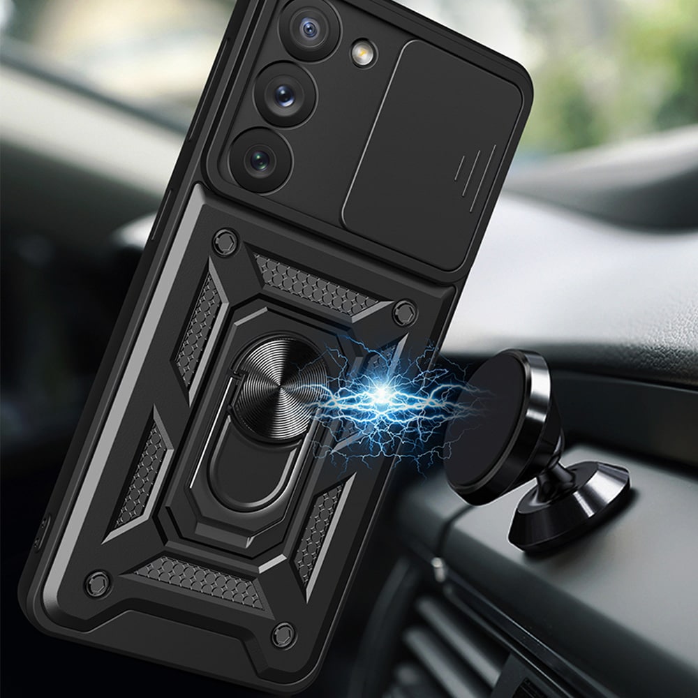 Hybrid Armor Camshield-fodral för Samsung Galaxy S23+ pansarskydd med kameraskydd röd