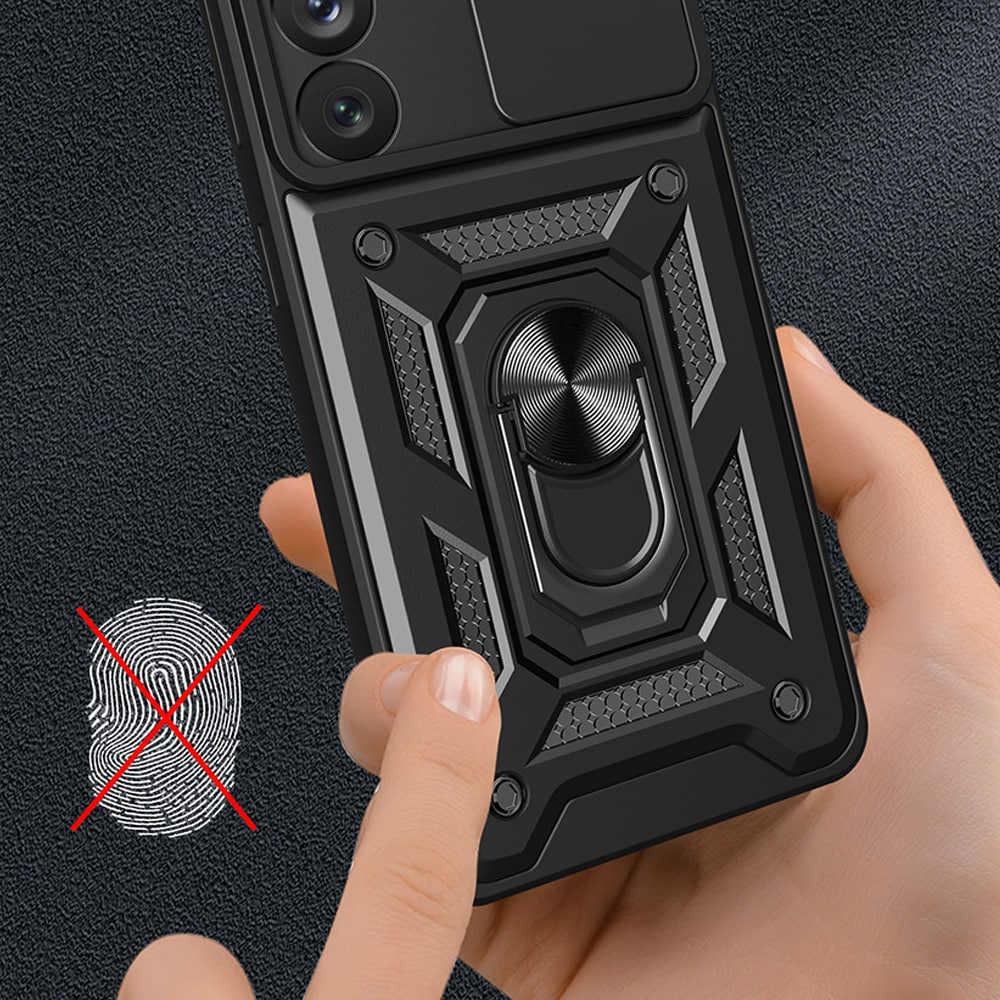 Hybrid Armor Camshield-fodral för Samsung Galaxy S23+ pansarskydd med kameraskydd röd