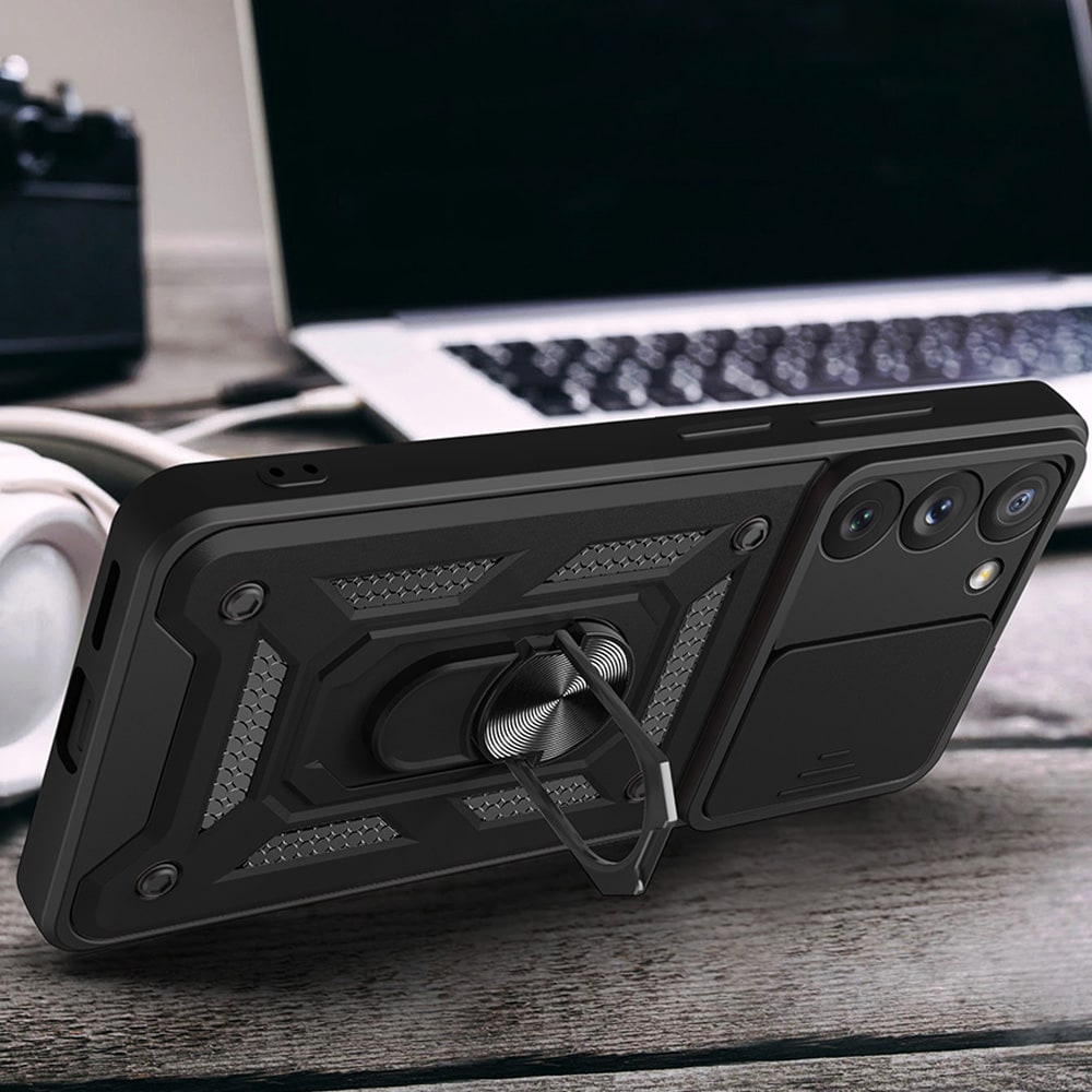 Hybrid Armor Camshield-fodral för Samsung Galaxy S23+ pansarskydd med kameraskydd röd