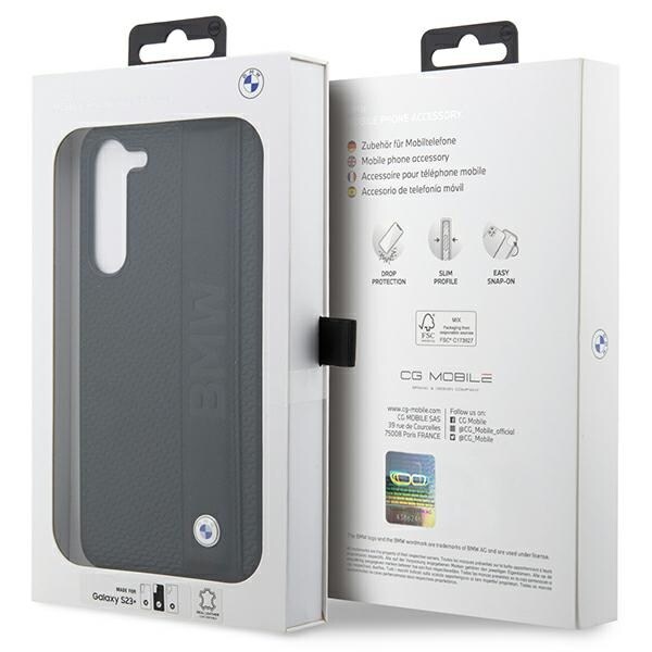 Etui BMW BMHCS23M22RDPK S23+ S916 sort/sort hardcase Læder struktureret & stribe