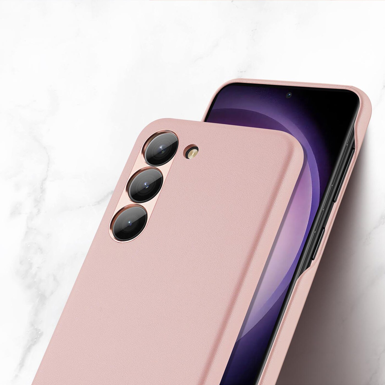 Dux Ducis Grit-etui til Samsung Galaxy S23+ elegant etui lavet af kunstlæder pink