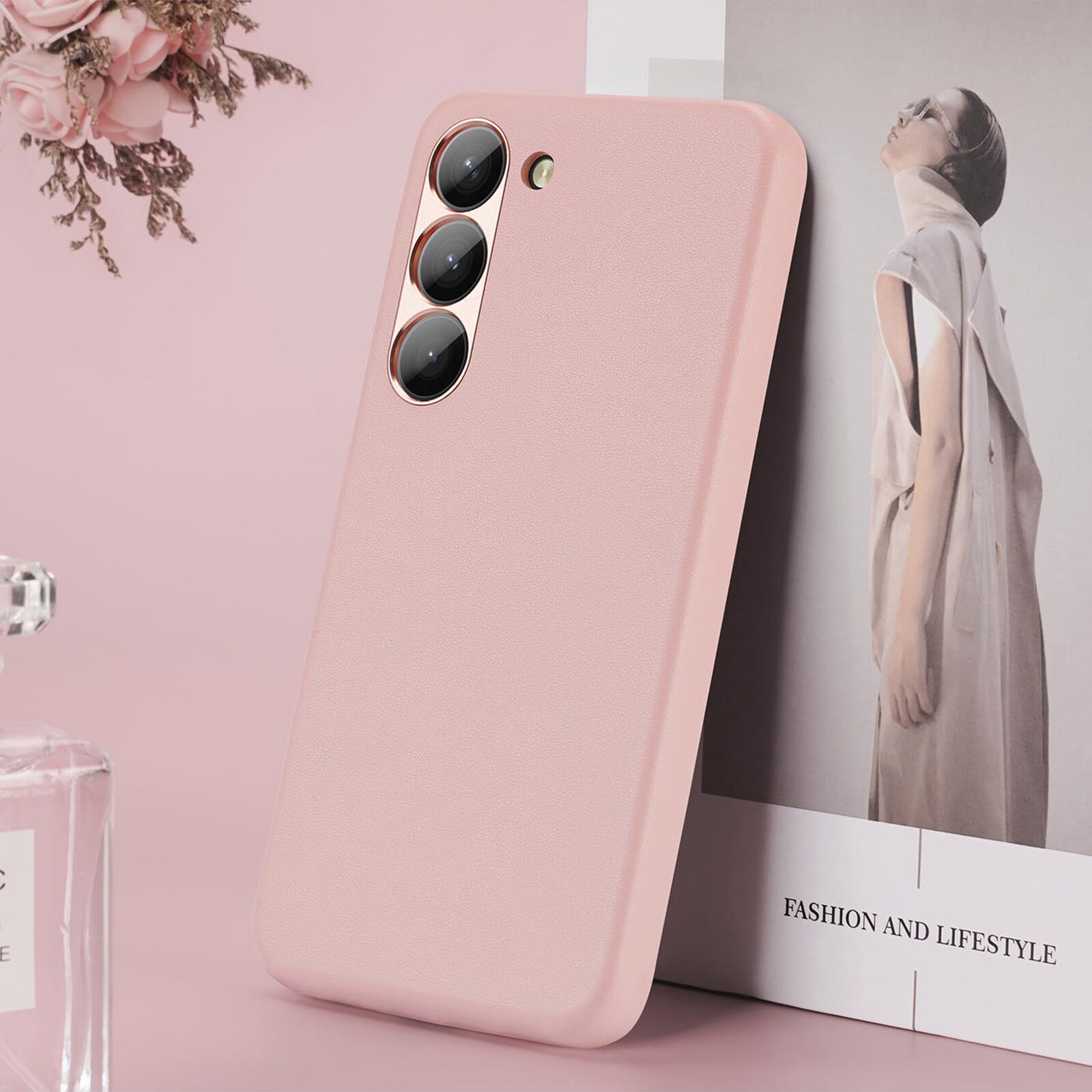 Dux Ducis Grit-etui til Samsung Galaxy S23+ elegant etui lavet af kunstlæder pink