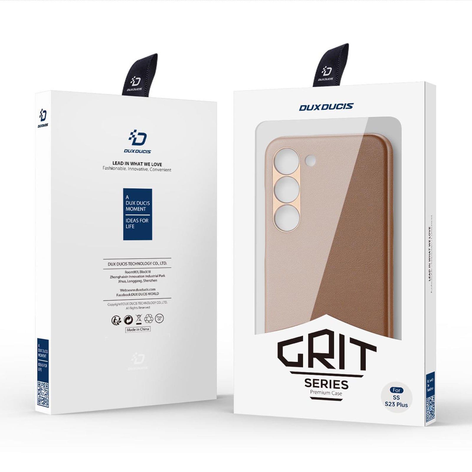 Dux Ducis Grit-etui til Samsung Galaxy S23+ elegant etui lavet af kunstlæder brun