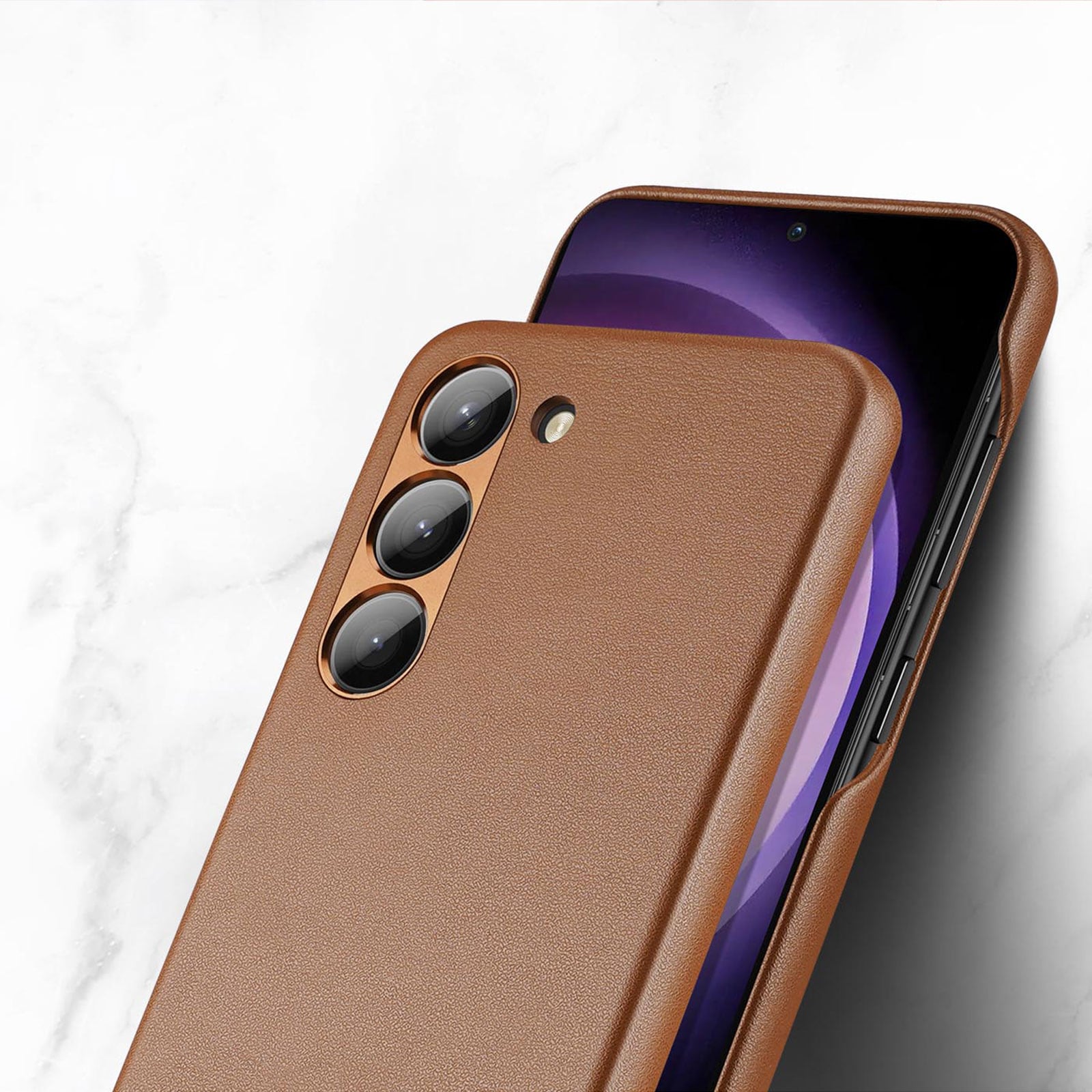 Dux Ducis Grit-etui til Samsung Galaxy S23+ elegant etui lavet af kunstlæder brun
