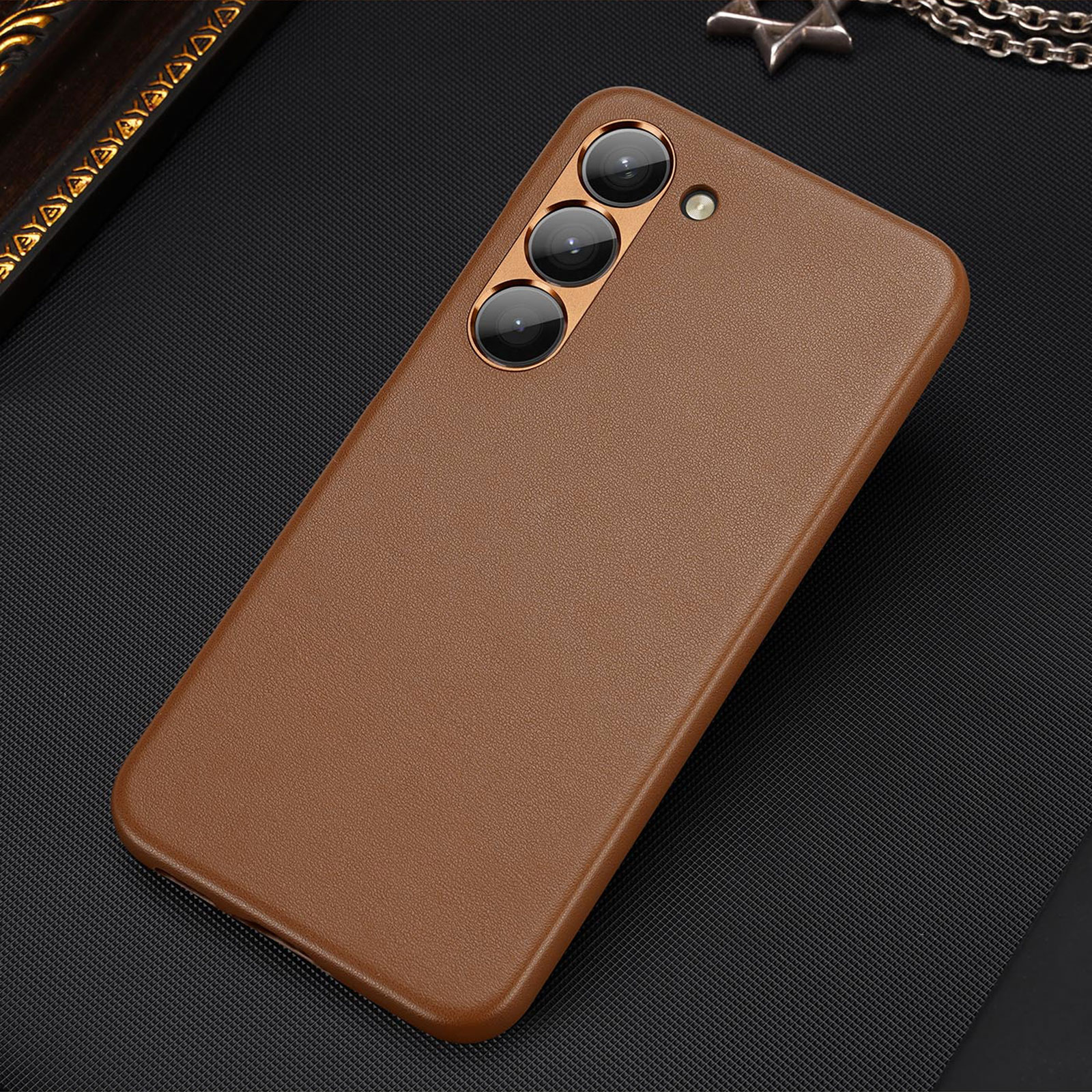 Dux Ducis Grit-etui til Samsung Galaxy S23+ elegant etui lavet af kunstlæder brun