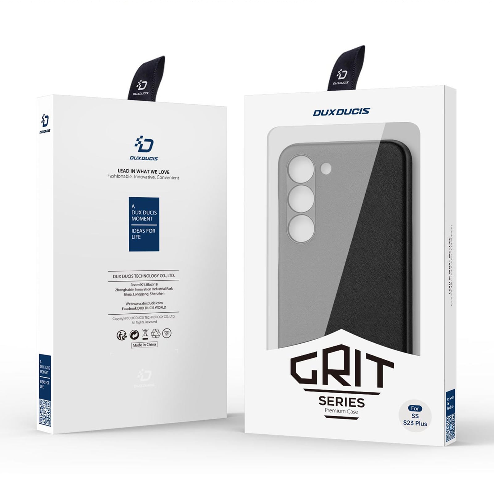 Dux Ducis Grit-etui til Samsung Galaxy S23+ elegant etui lavet af kunstlæder sort