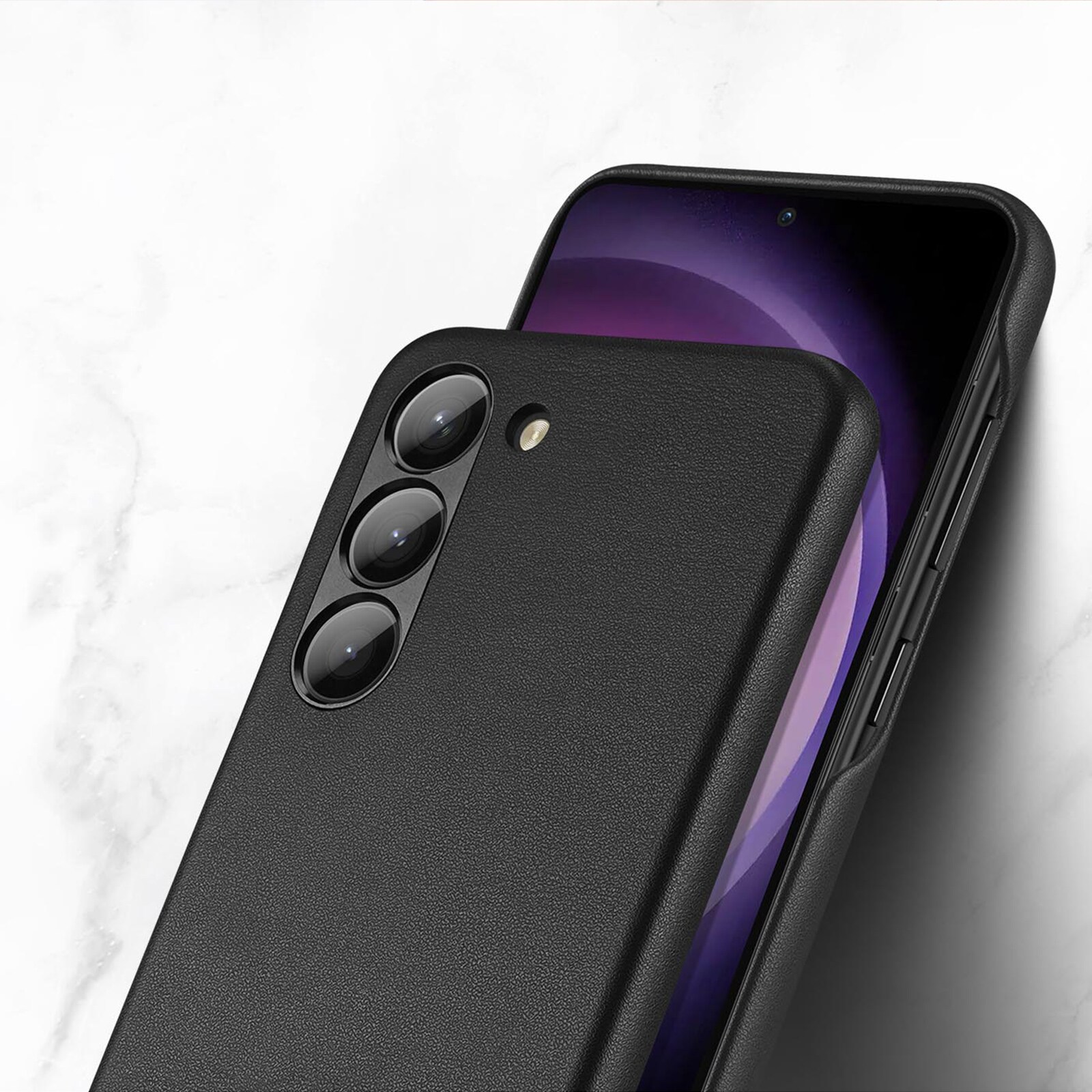 Dux Ducis Grit-etui til Samsung Galaxy S23+ elegant etui lavet af kunstlæder sort