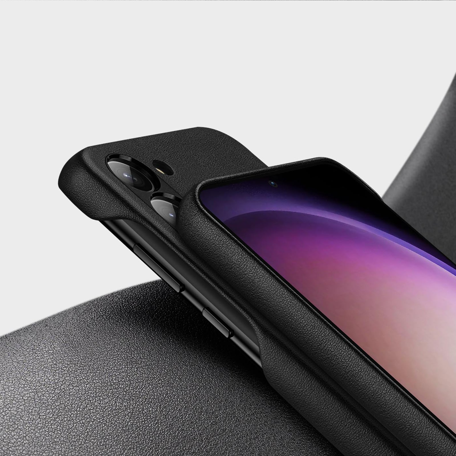 Dux Ducis Grit-etui til Samsung Galaxy S23+ elegant etui lavet af kunstlæder sort